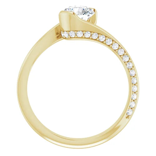 Certified 14K Yellow Gold 2 Ct LG E Color VS Quality Round Engagement Ring