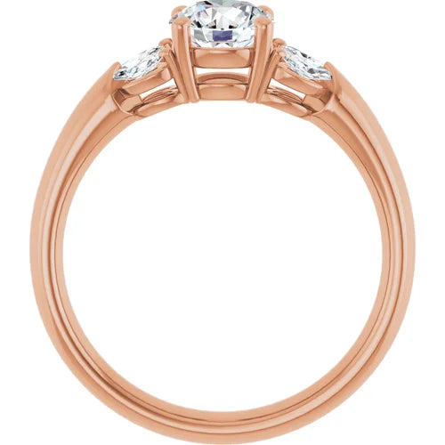 Certified 14K Rose Gold LG 1 Ct VS1 Quality E Color Marquise Engagement Ring