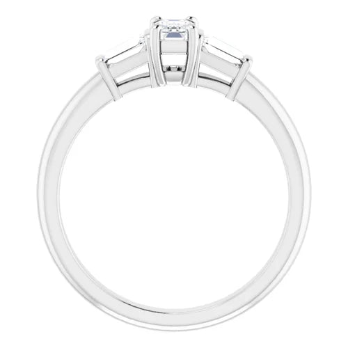 Certified 14K White Gold LG 1 Ct E Color VS1 Quality Emerald Engagement Ring