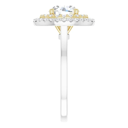 Certified 14K White & Yellow 2.83 Ct LG E Color VS1 Quality Round Engagement Ring