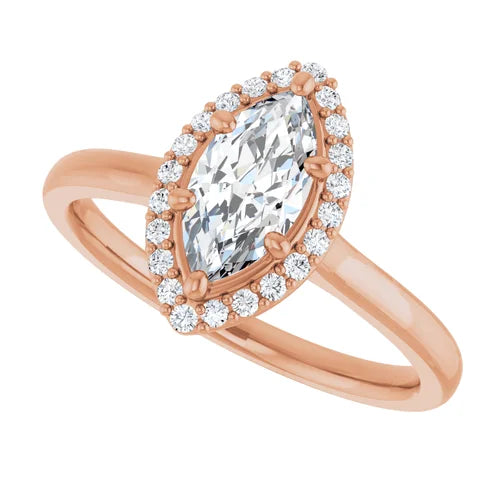 Certified 14K Rose Gold 0.71 Ct LG E Color VS1 Quality Marquise Engagement Ring