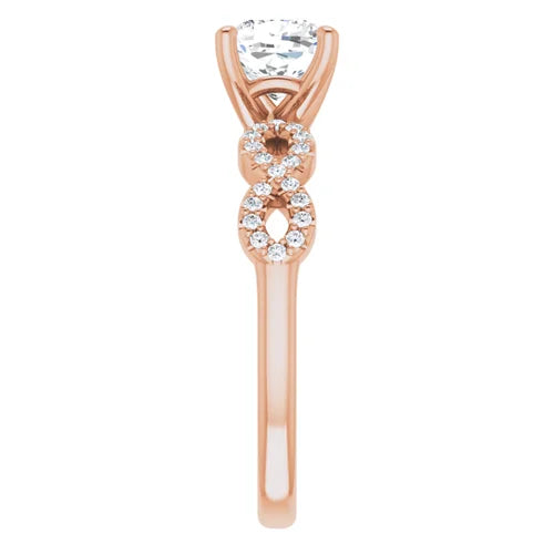 Certified 14K Rose Gold 0.5 Ct LG D Color VS1 Quality Cushion Engagement Ring