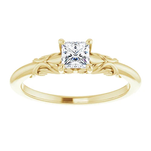 Certified 14K Yellow Gold LG 1.5 Ct E Color VS1 Quality Square Engagement Ring