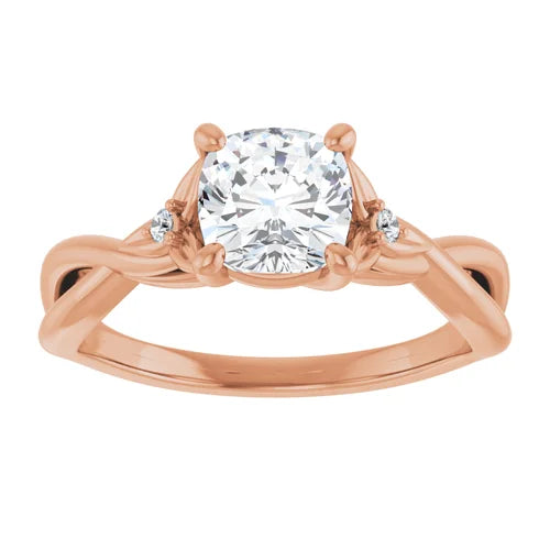 Certified 14K Rose Gold LG 1.5 Ct D Color VS1 Quality Cushion Engagement Ring