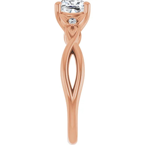 Certified 14K Rose Gold LG 1.5 Ct D Color VS1 Quality Cushion Engagement Ring