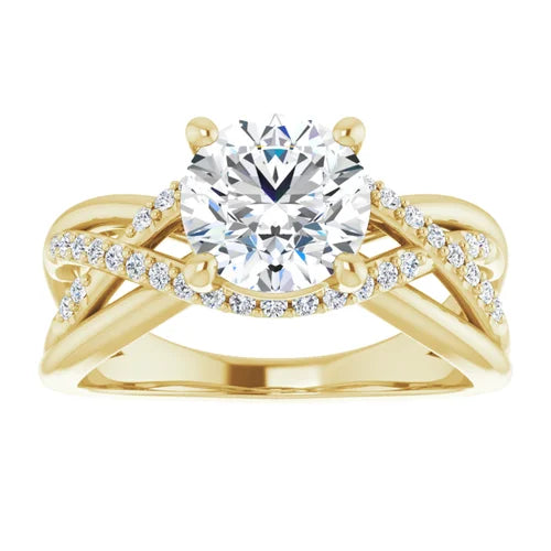 Certified 14K Yellow Gold LG 1 Ct E Color VS1 Quality Round Engagement Ring
