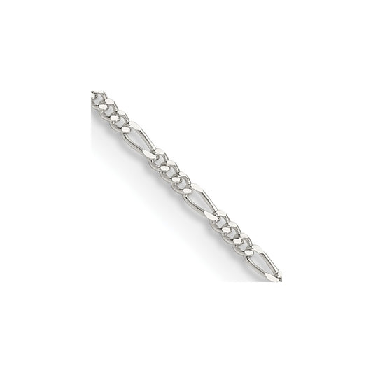 14K White Gold 6mm Flat Figaro with Lobster Clasp Chain