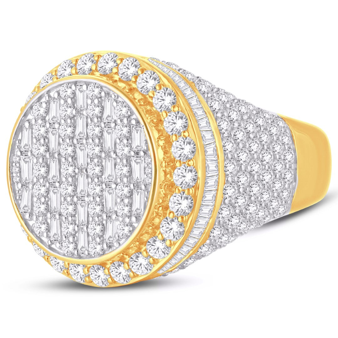 10KT Two-Tone (Yellow and White) Gold 5.00 Carat Round Mens Ring-0326072-YW