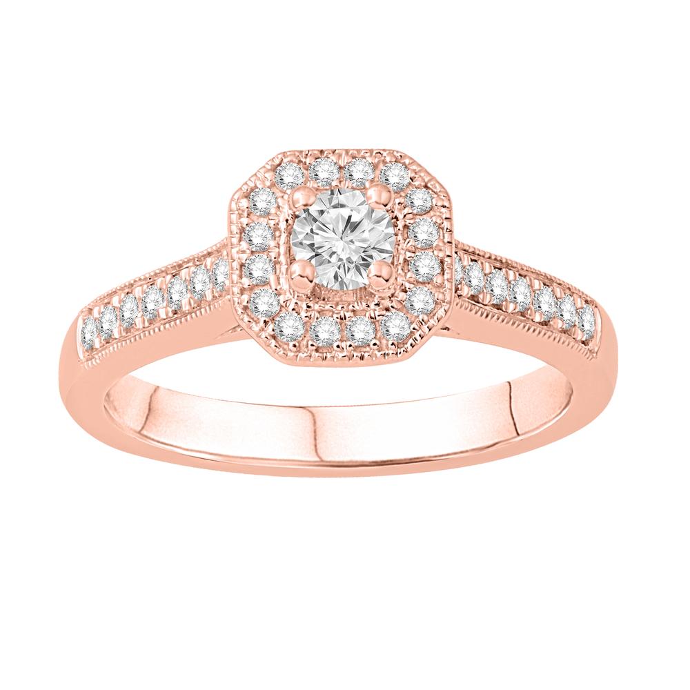 14K All Rose Gold 0.53 Carat Uno-Bridal Ring-0532873-ALR