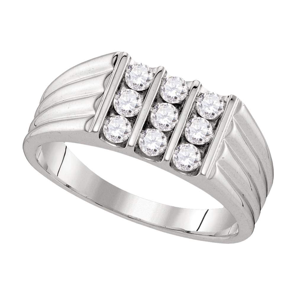 10KT WHITE GOLD MENS ROUND DIAMOND WEDDING BAND RING 3/4 CTTW