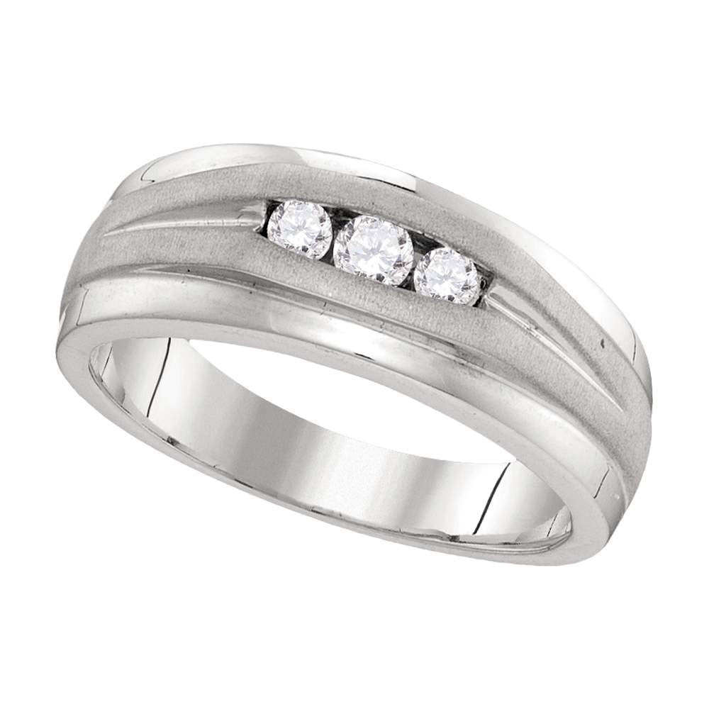 10KT WHITE GOLD MENS ROUND DIAMOND WEDDING BAND RING 1/4 CTTW