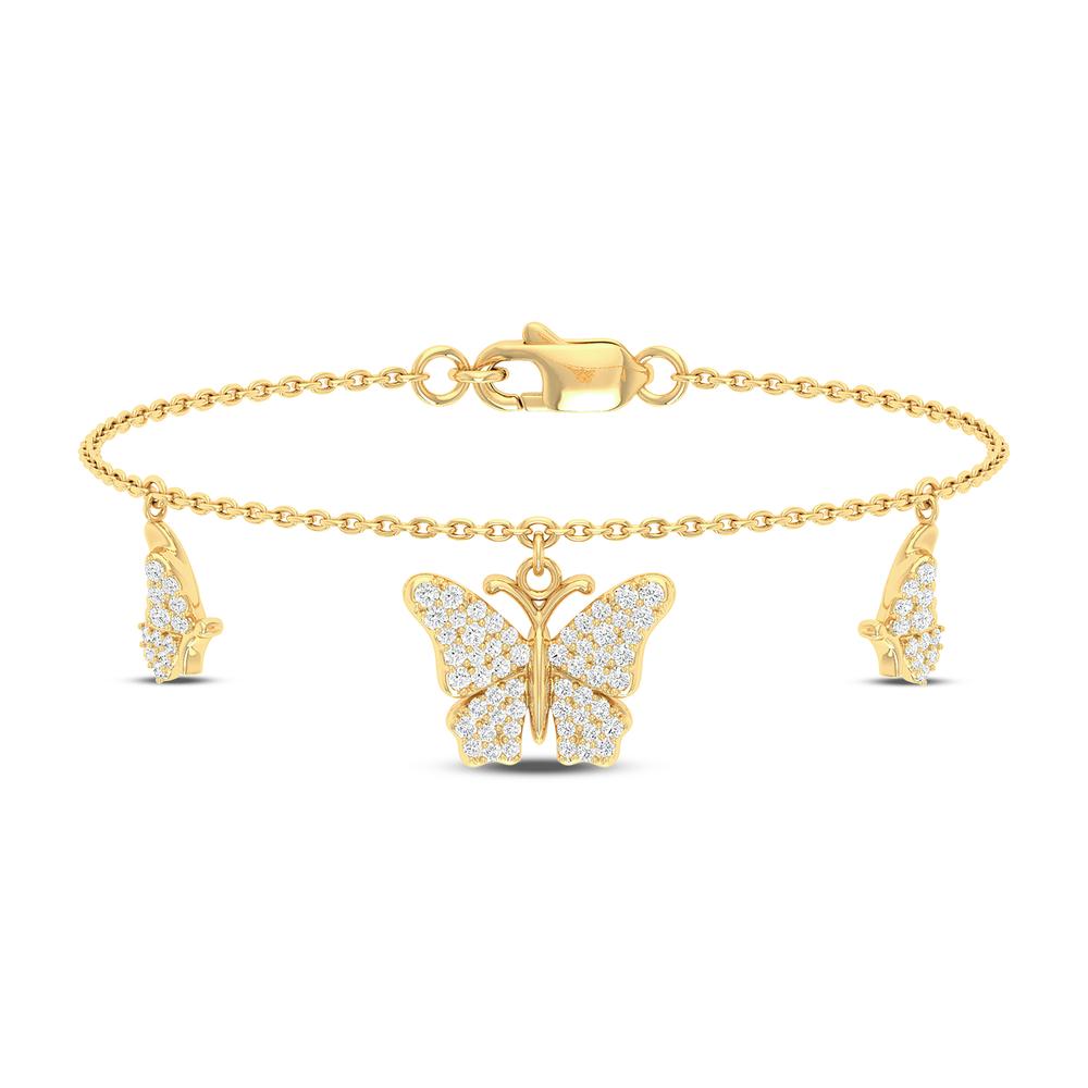 10KT Yellow Gold 0.44 Carat Butterfly Hanging Bracelet-1229520-YG