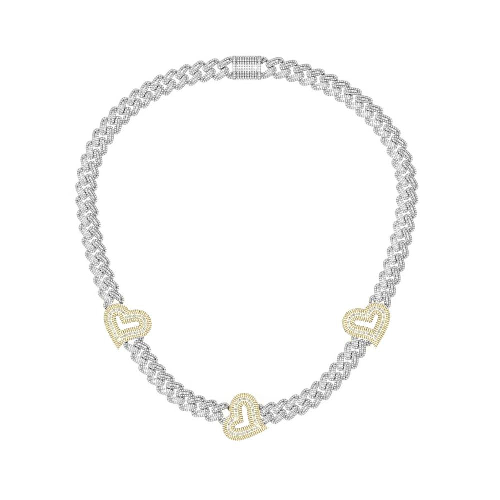 10KT Two-Tone (White and Yellow) Gold 11.28 Carat Heart Necklace-1430014-WY
