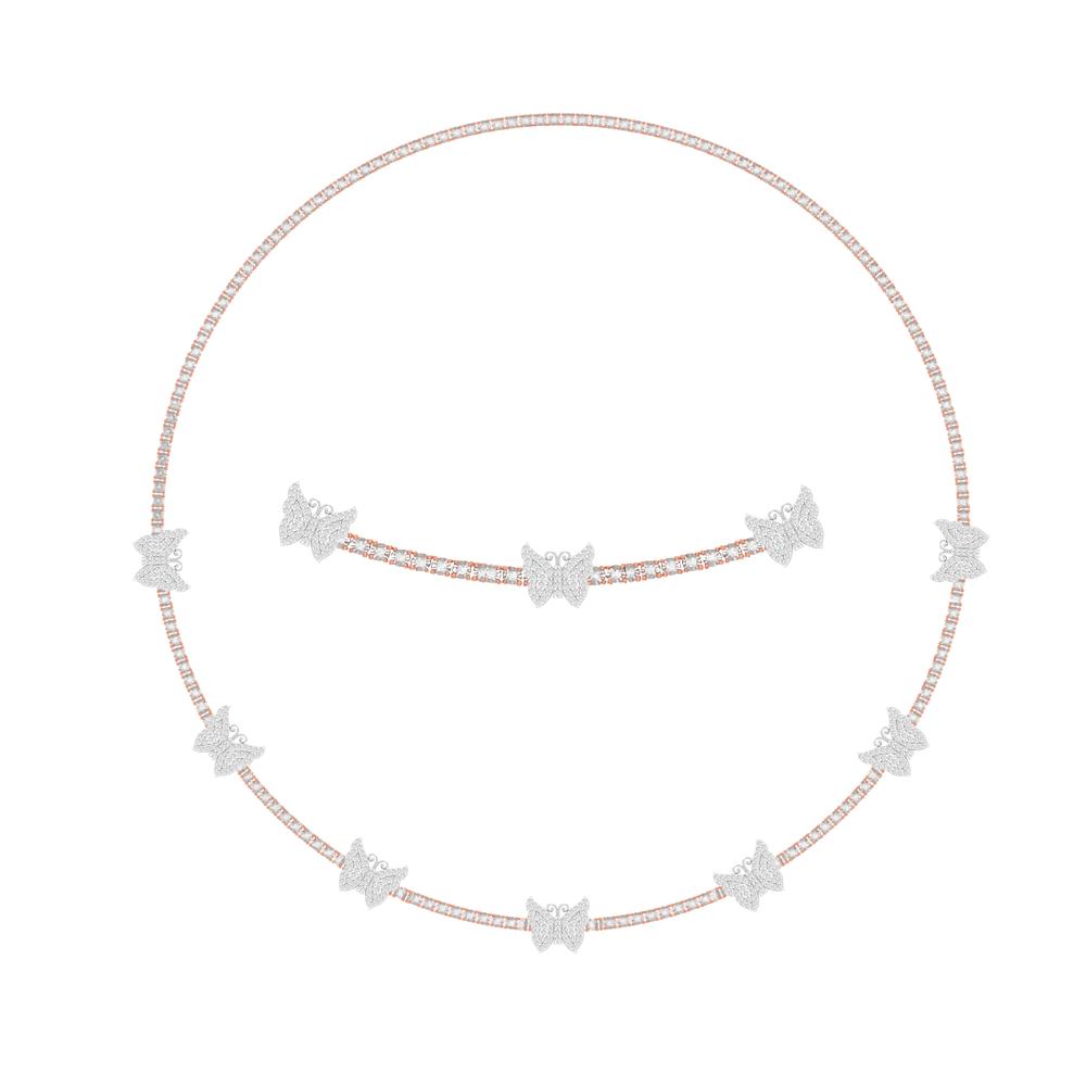 10KT Two-Tone (Rose and White) Gold 2.19 Carat Butterfly Necklace-1430032-RW