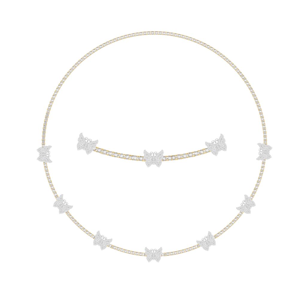 10KT Two-Tone (Yellow and White) Gold 2.19 Carat Butterfly Necklace-1430032-YW