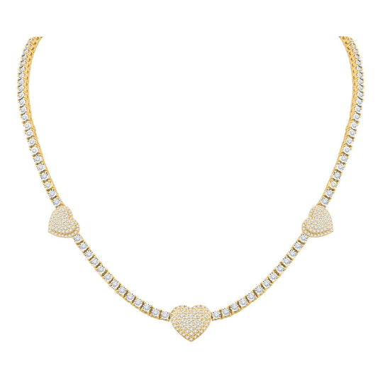 10KT Two-Tone (White and Yellow) Gold 3.00 Carat Heart Necklace-1432093-WY