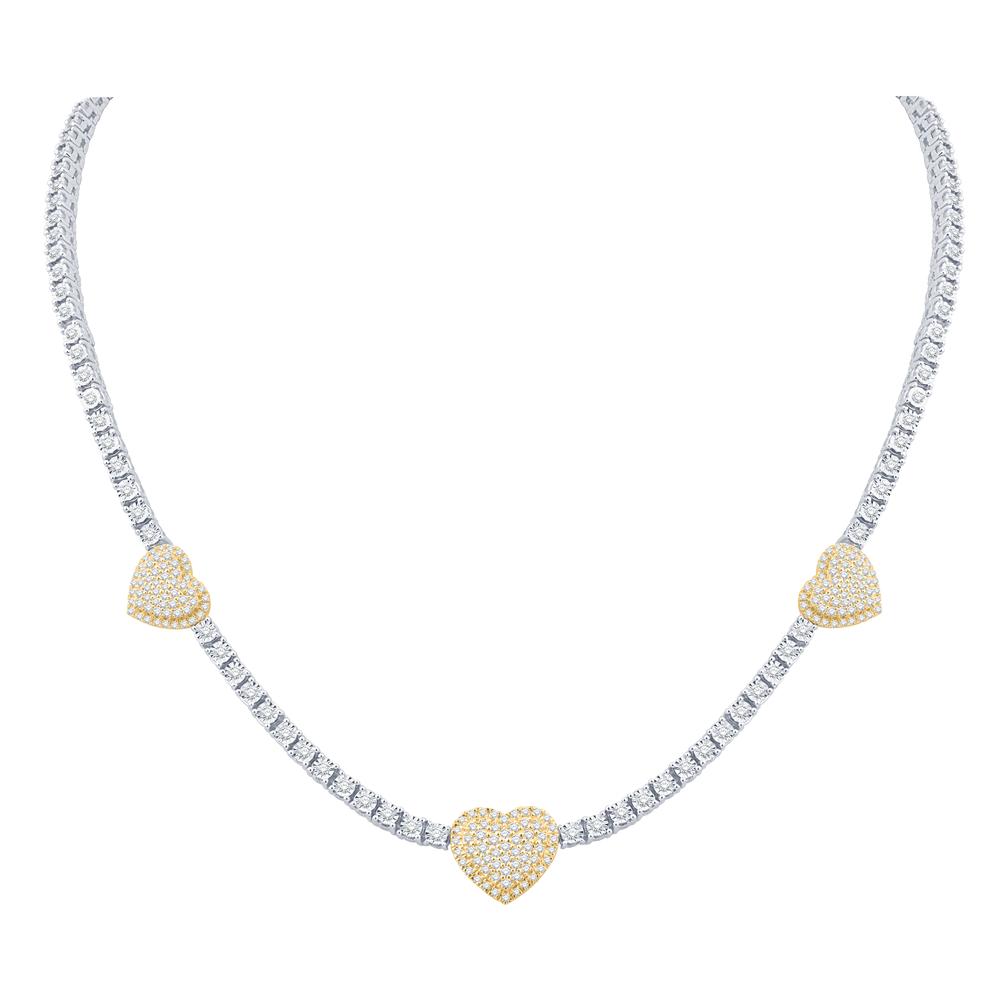 10KT Two-Tone (White and Yellow) Gold 3.25 Carat Heart Necklace-1432102-WY