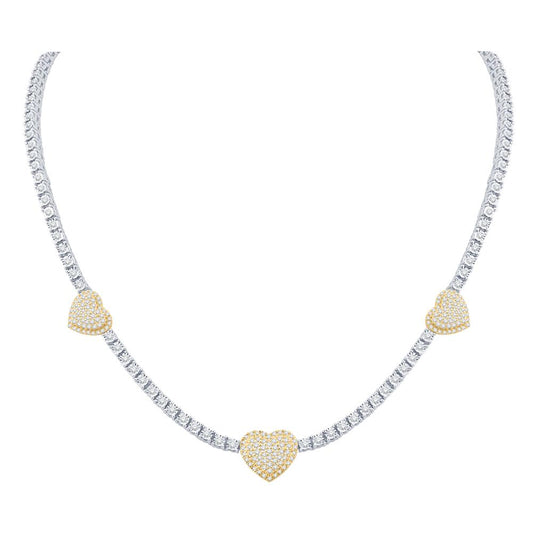 10KT Two-Tone (White and Yellow) Gold 3.25 Carat Heart Necklace-1432102-WY