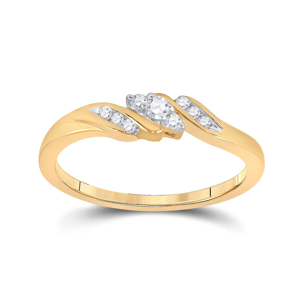 10KT YELLOW GOLD WOMENS ROUND DIAMOND 3-STONE PROMISE RING 1/10 CTTW