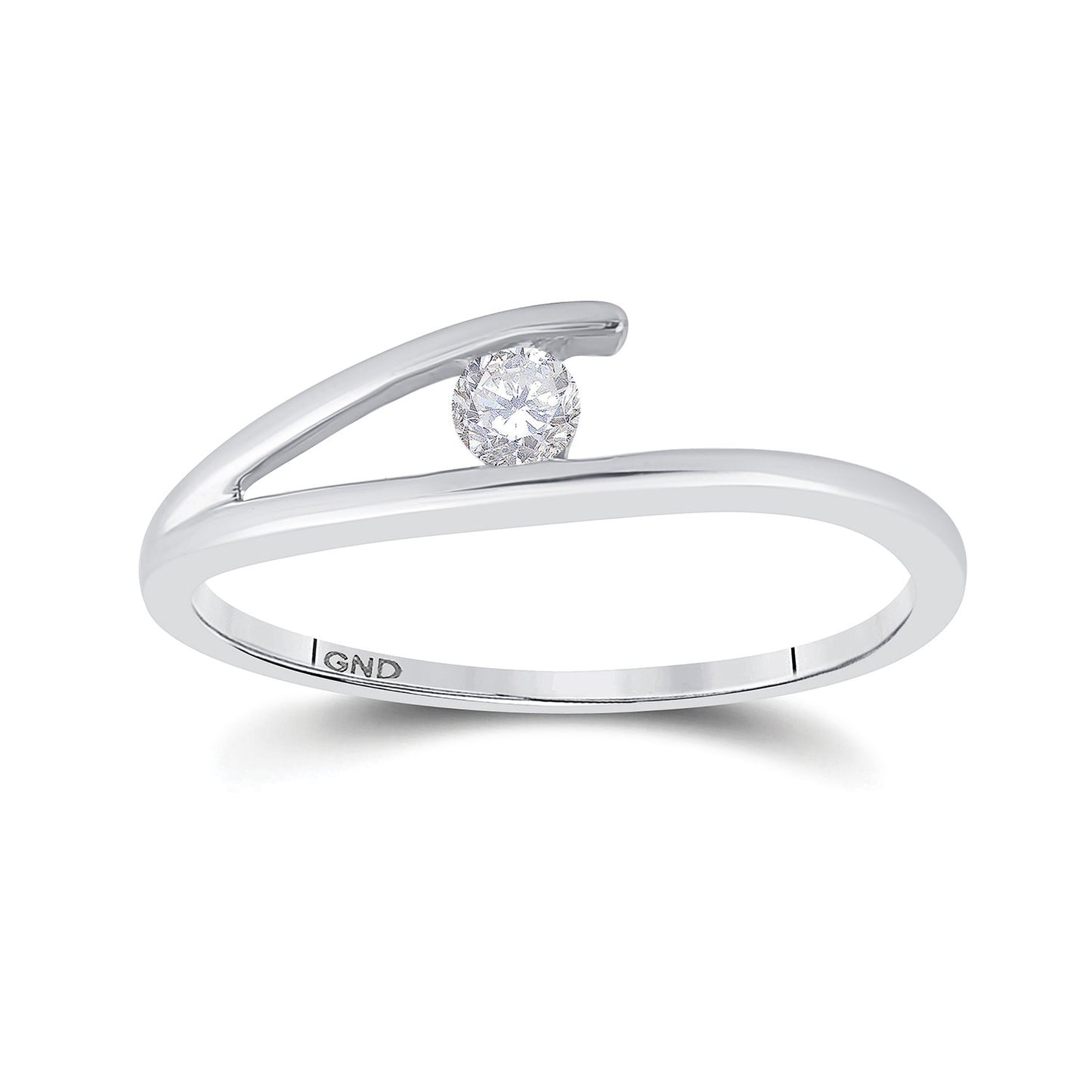 10KT WHITE GOLD WOMENS ROUND DIAMOND SOLITAIRE PROMISE RING 1/10 CTTW