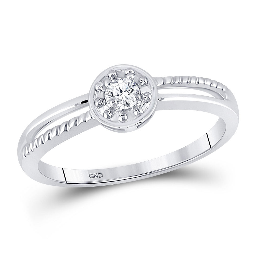 10KT WHITE GOLD WOMENS ROUND DIAMOND SOLITAIRE PROMISE RING 1/20 CTTW