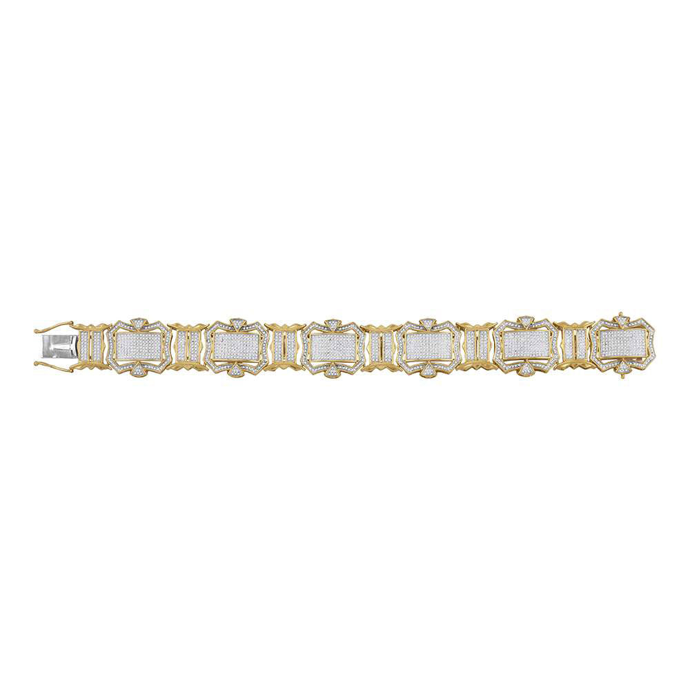 10KT YELLOW GOLD MENS ROUND DIAMOND BIG LOOK FASHION BRACELET 3-1/5 CTTW