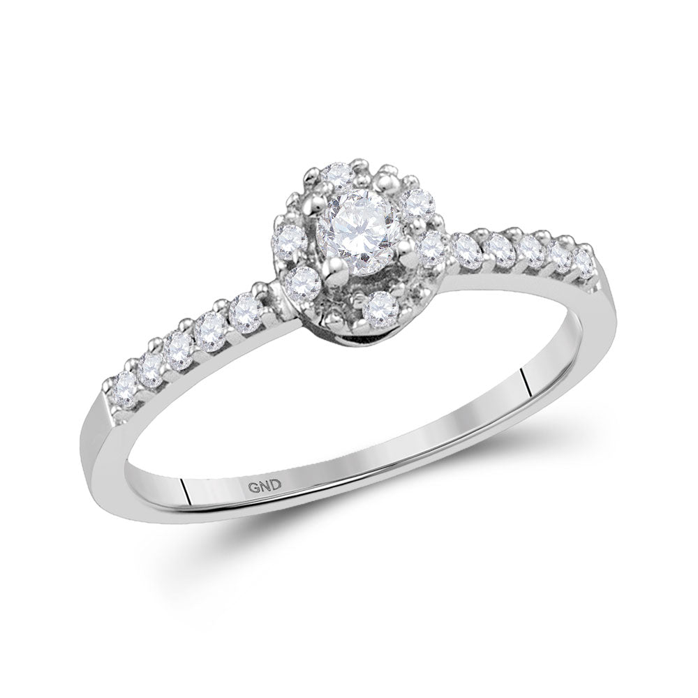 10KT WHITE GOLD WOMENS ROUND DIAMOND SOLITAIRE PROMISE RING 1/4 CTTW