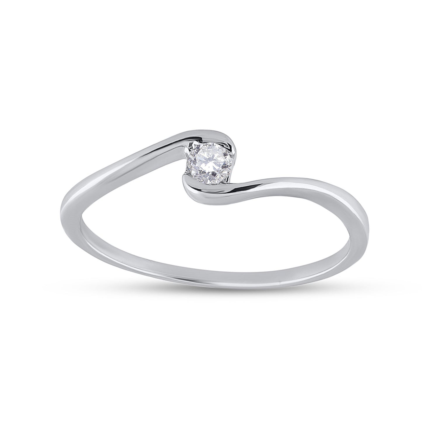 10KT WHITE GOLD WOMENS ROUND DIAMOND SOLITAIRE PROMISE RING 1/20 CTTW