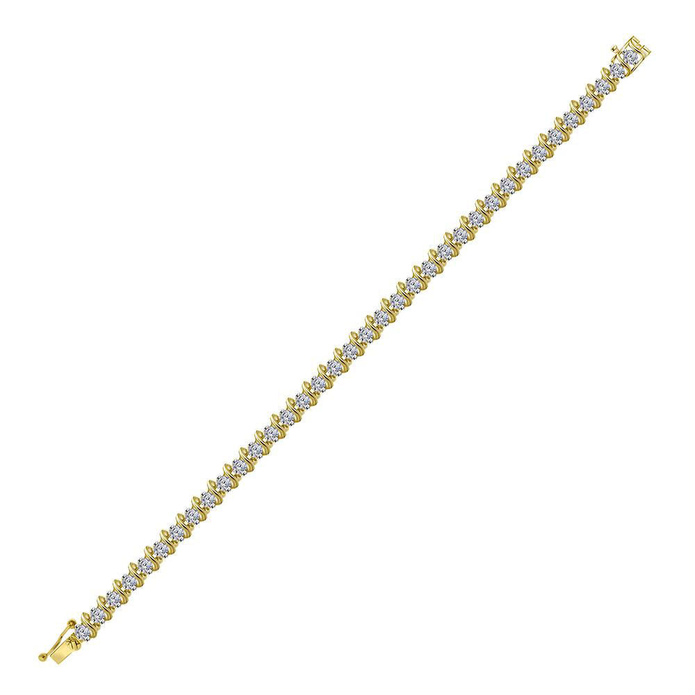 10KT YELLOW GOLD WOMENS ROUND DIAMOND TENNIS BRACELET 4-3/4 CTTW