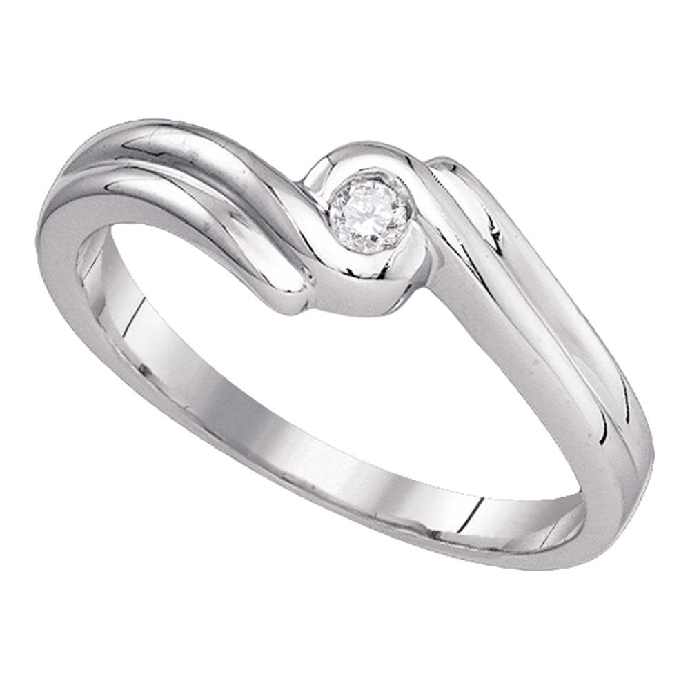 10KT WHITE GOLD WOMENS ROUND DIAMOND SOLITAIRE PROMISE RING 1/20 CTTW