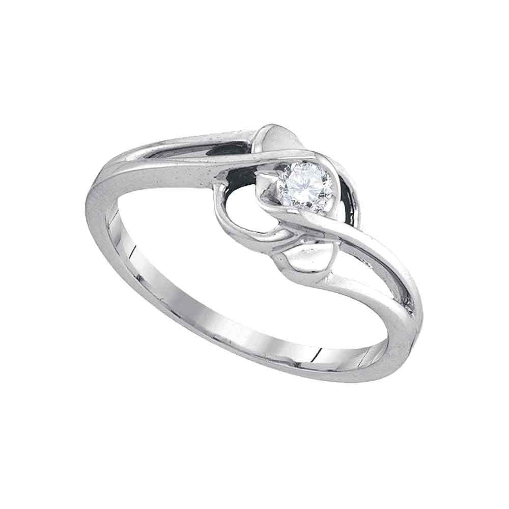10KT WHITE GOLD WOMENS ROUND DIAMOND SOLITAIRE PROMISE RING 1/6 CTTW
