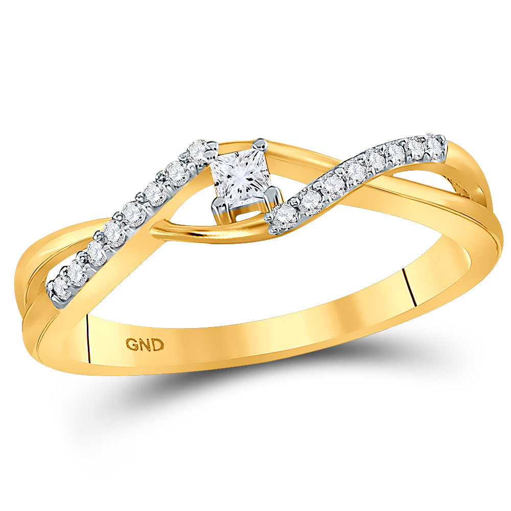 10KT YELLOW GOLD WOMENS PRINCESS DIAMOND SOLITAIRE PROMISE RING 1/6 CTTW