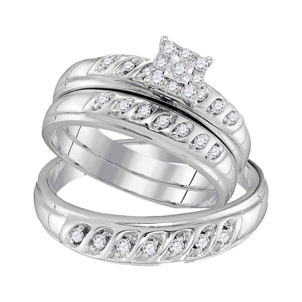 10KT WHITE GOLD HIS HERS ROUND DIAMOND SOLITAIRE MATCHING WEDDING SET 1/3 CTTW