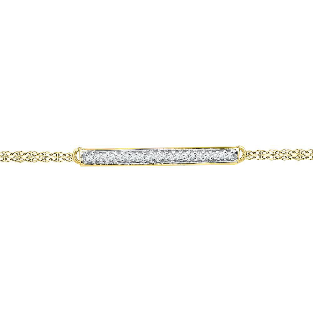 10KT YELLOW GOLD WOMENS ROUND DIAMOND SINGLE ROW BAR FASHION BRACELET 1/20 CTTW97124