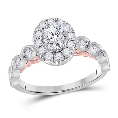 14K TWO-TONE GOLD OVAL DIAMOND SOLITAIRE BRIDAL ENGAGEMENT RING 3/4 CTW (CERTIFIED)