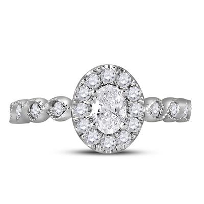 14K TWO-TONE GOLD OVAL DIAMOND SOLITAIRE BRIDAL ENGAGEMENT RING 3/4 CTW (CERTIFIED)