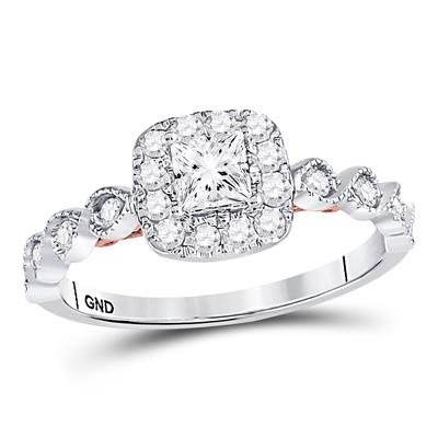14K TWO-TONE GOLD PRINCESS DIAMOND BRIDAL ENGAGEMENT RING 3/4 CTW (CERTIFIED)