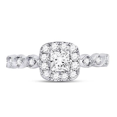 14K TWO-TONE GOLD PRINCESS DIAMOND BRIDAL ENGAGEMENT RING 3/4 CTW (CERTIFIED)