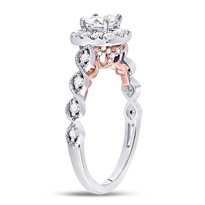 14K TWO-TONE GOLD PRINCESS DIAMOND BRIDAL ENGAGEMENT RING 3/4 CTW (CERTIFIED)