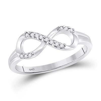 10K WHITE GOLD ROUND DIAMOND INFINITY FASHION RING 1/12 CTTW