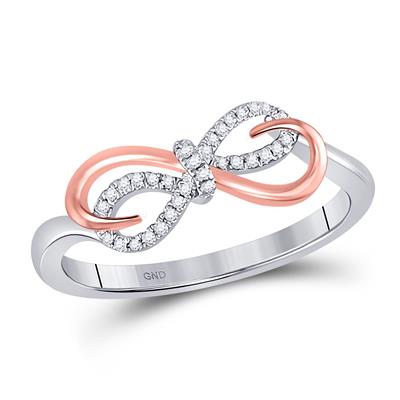 10K TWO-TONE GOLD ROUND DIAMOND INFINITY RING 1/12 CTTW