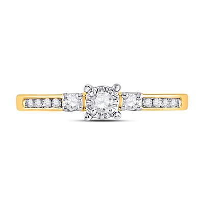 10K WHITE GOLD ROUND DIAMOND 3-STONE PROMISE BRIDAL RING 1/6 CTTW