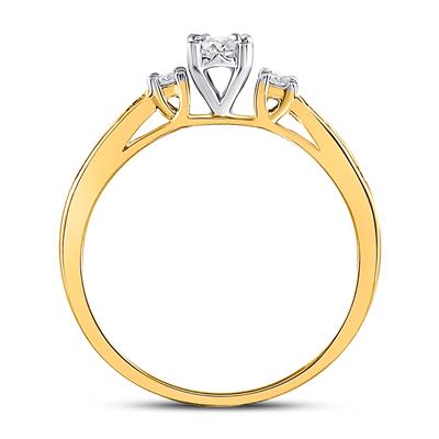 10K WHITE GOLD ROUND DIAMOND 3-STONE PROMISE BRIDAL RING 1/6 CTTW