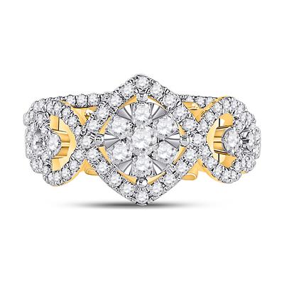 14K  GOLD ROUND DIAMOND BRIDAL WEDDING RING SET 1 CTTW