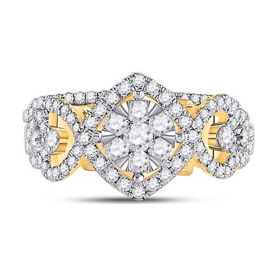 14K GOLD ROUND DIAMOND BRIDAL WEDDING RING SET 1 CTTW