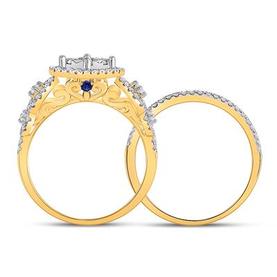 14K GOLD ROUND DIAMOND BRIDAL WEDDING RING SET 1 CTTW