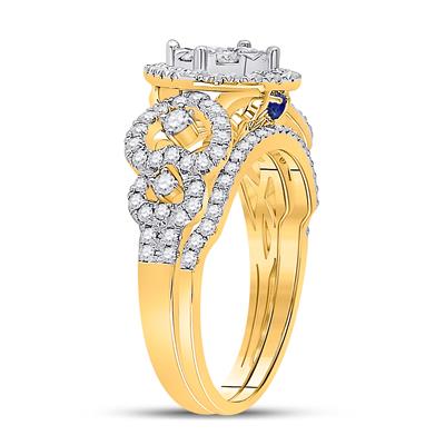14K  GOLD ROUND DIAMOND BRIDAL WEDDING RING SET 1 CTTW
