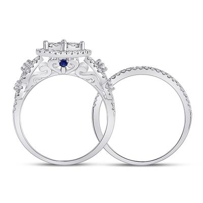 14K GOLD ROUND DIAMOND BRIDAL WEDDING RING SET 1 CTTW
