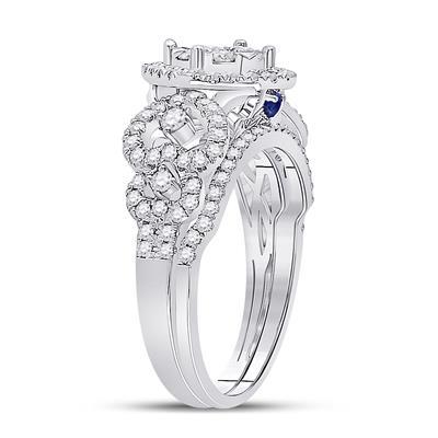 14K GOLD ROUND DIAMOND BRIDAL WEDDING RING SET 1 CTTW