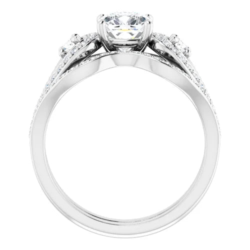 Certified 14K White Gold LG 2 Ct H Color VS1 Quality Cushion Engagement Ring